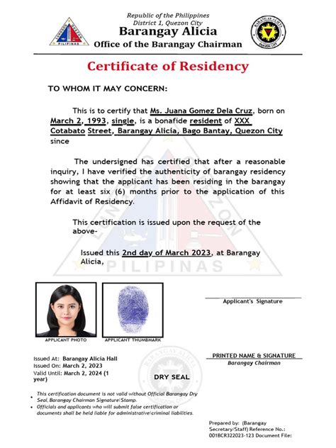 How To Get Barangay Certificate of Residency .